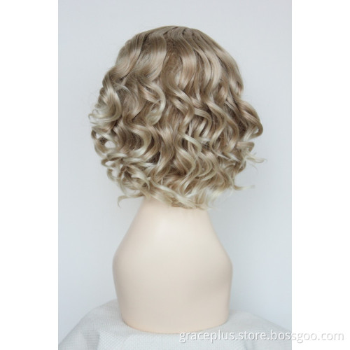 World best blonde short afro kinky curly synthetic hair wigs white women